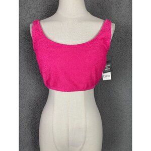 Bar III Womens  Textured Tank Bra Bikini Top Candy Kiss (Pink) Size Large NWT's.